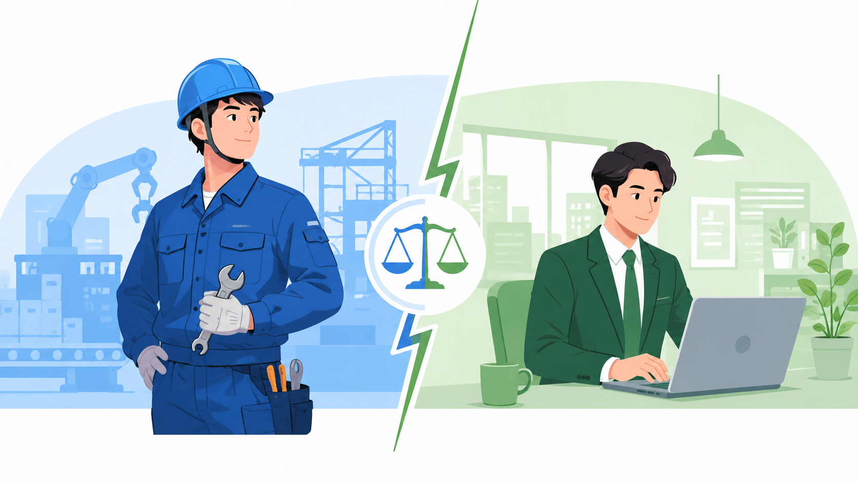 特定技能と技術・人文知識・国際業務（技人国）のビザの違いを表す比較図